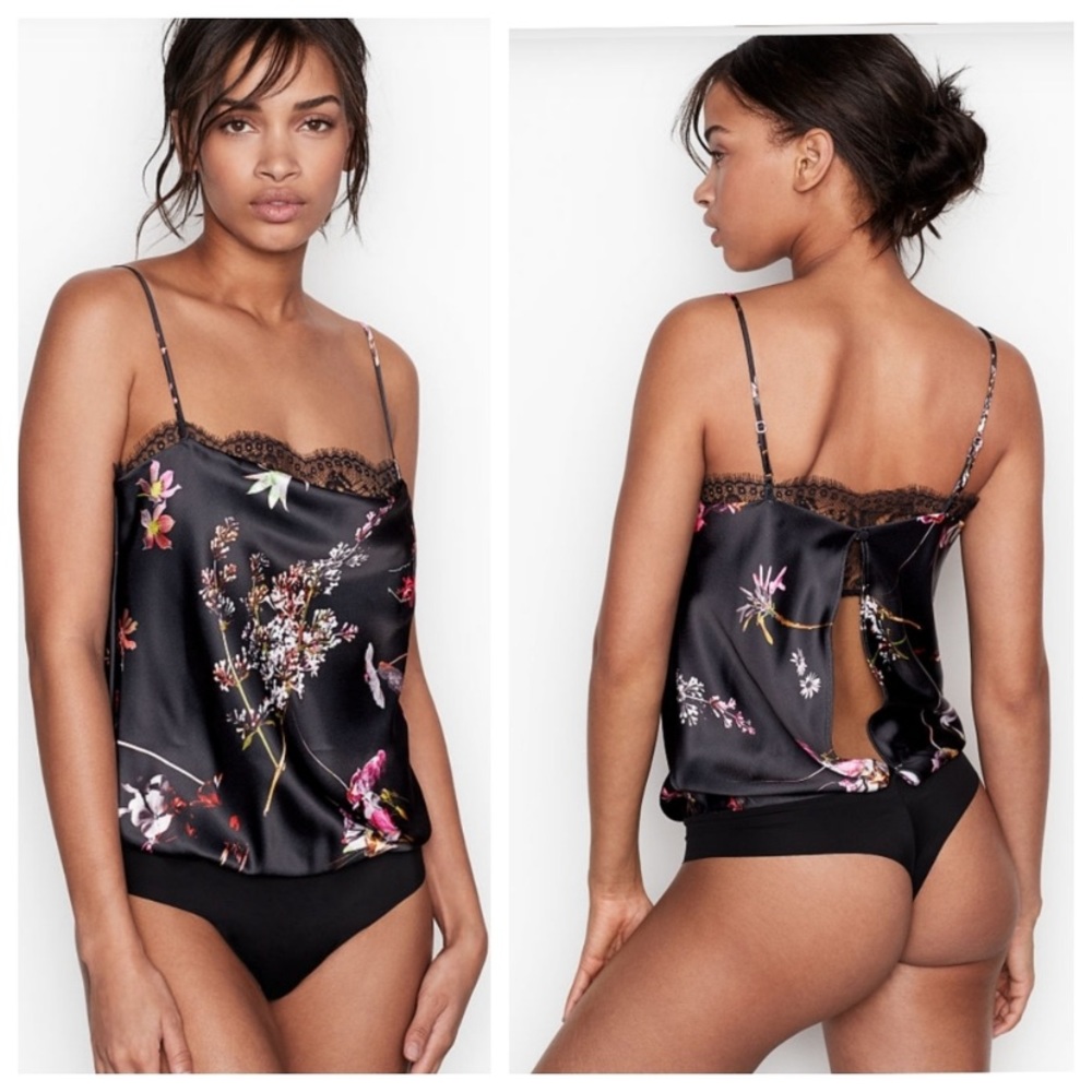 VS silky floral and lace bodysuit